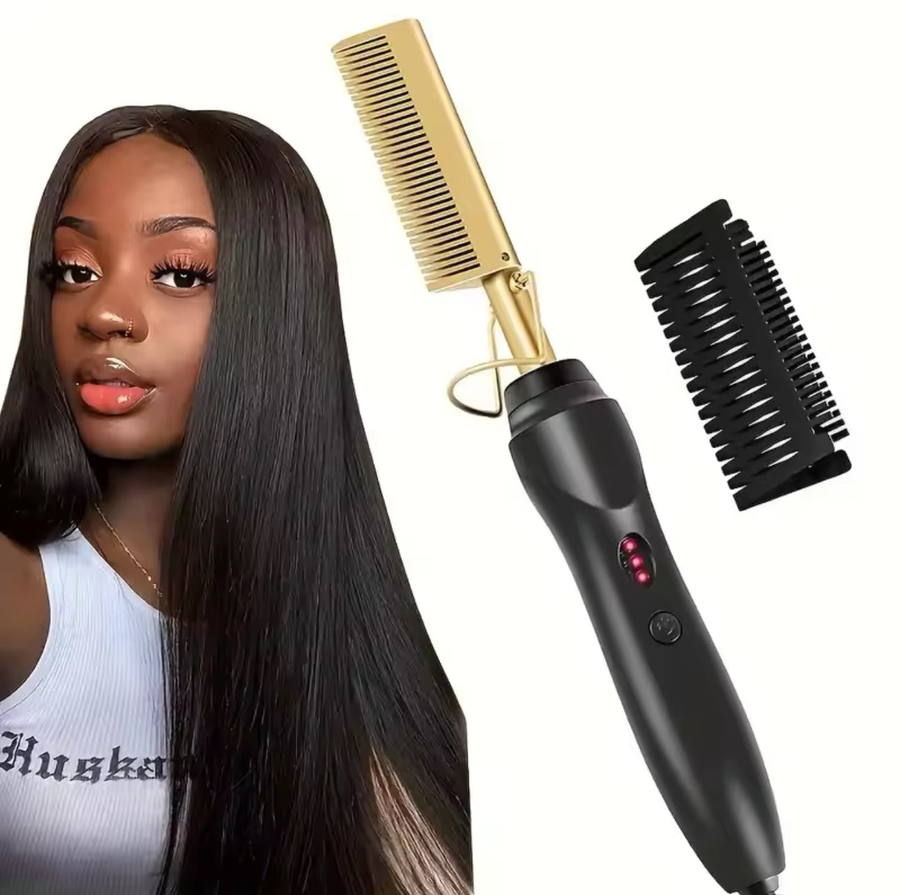 Pente quente alisador de cabelo 2 em 1